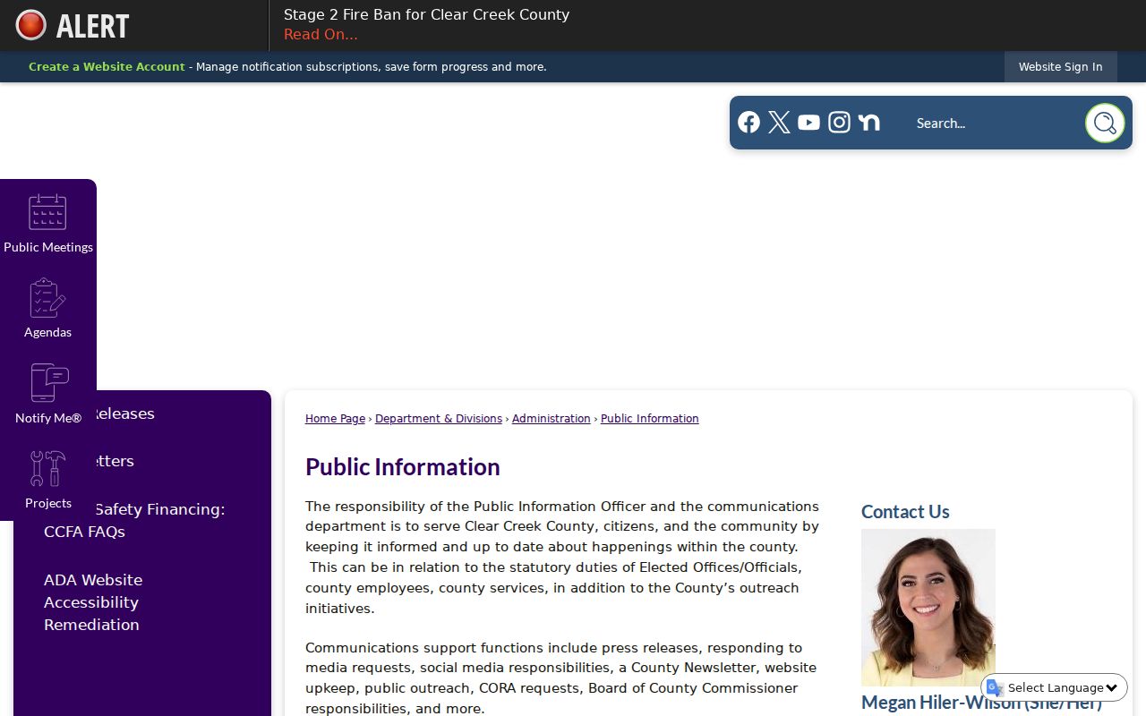 Clear Creek County court records public information page