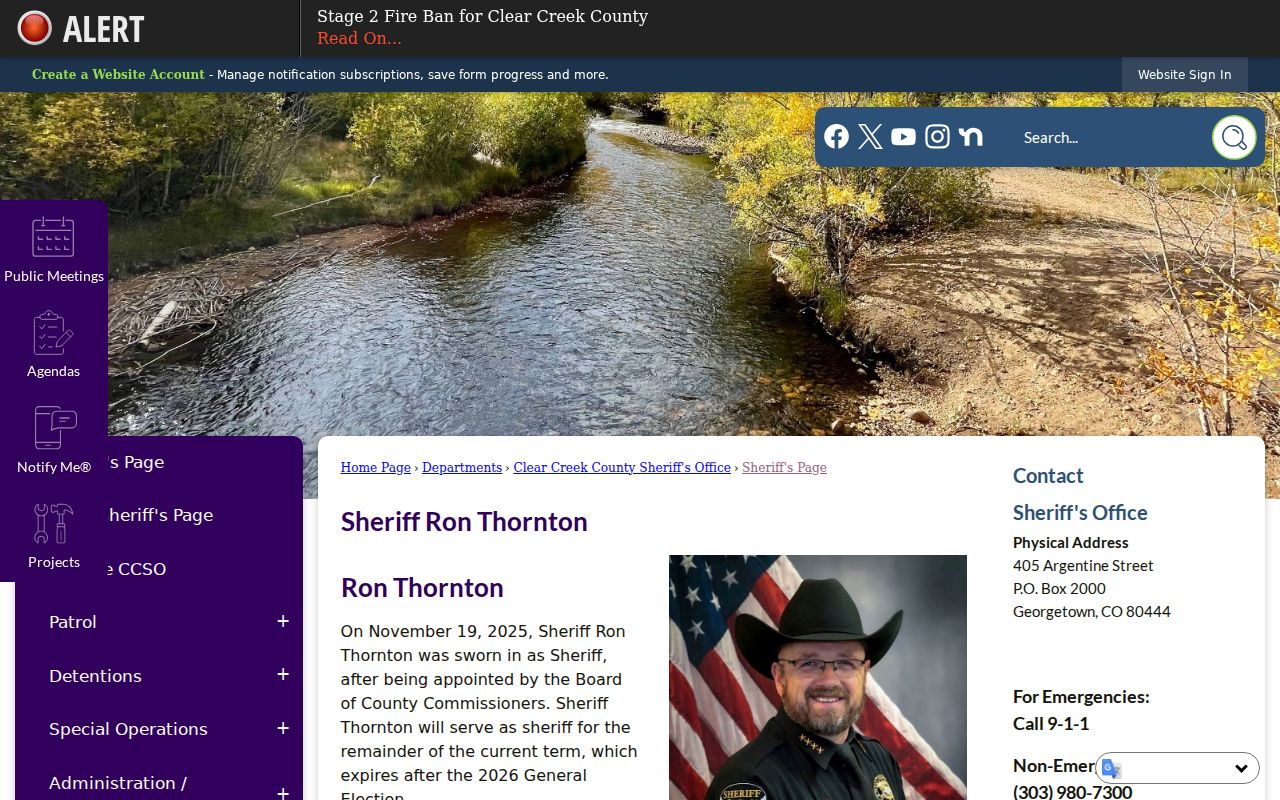 Clear Creek County criminal court records sheriff page