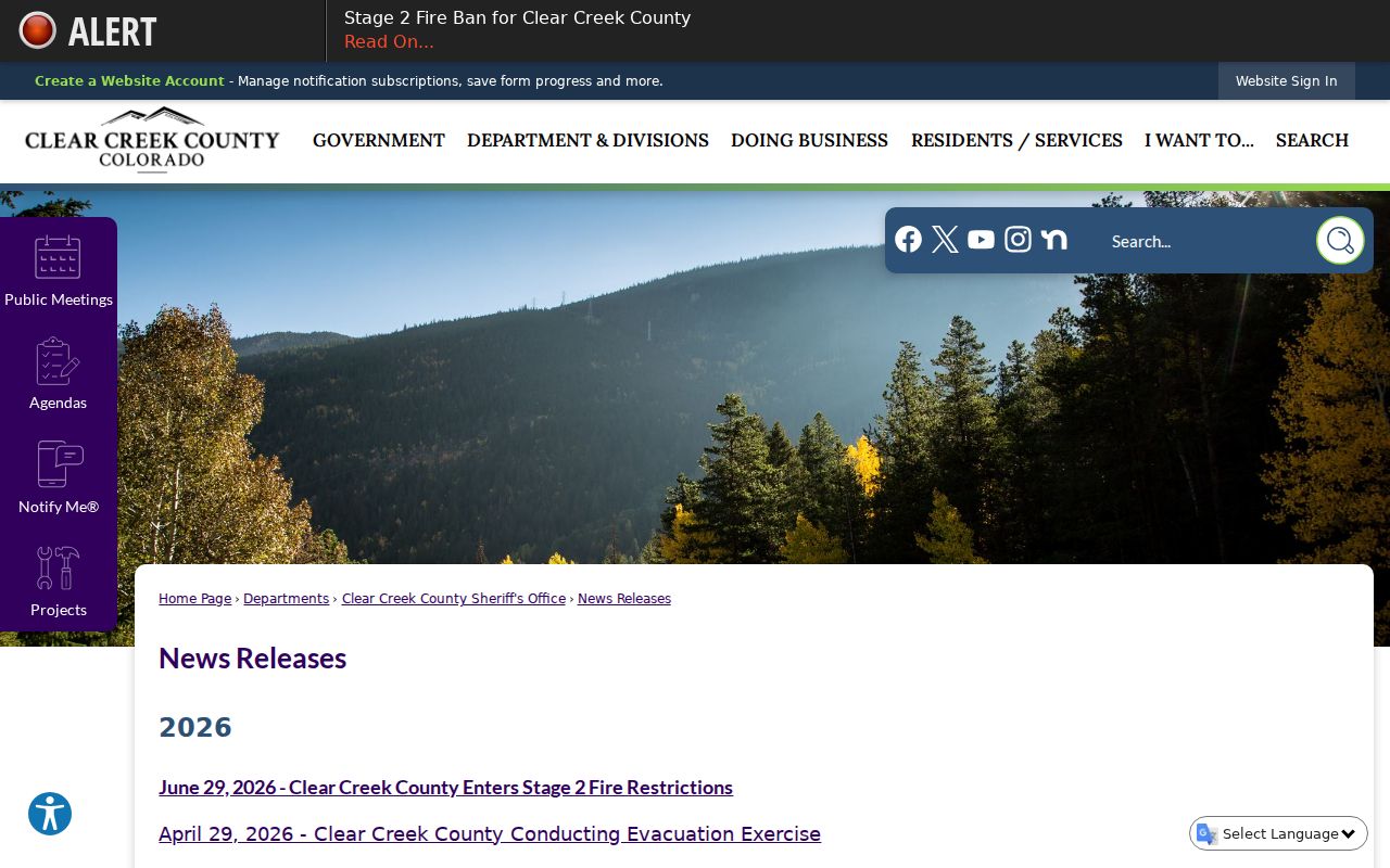 Clear Creek County criminal court records sheriff news releases