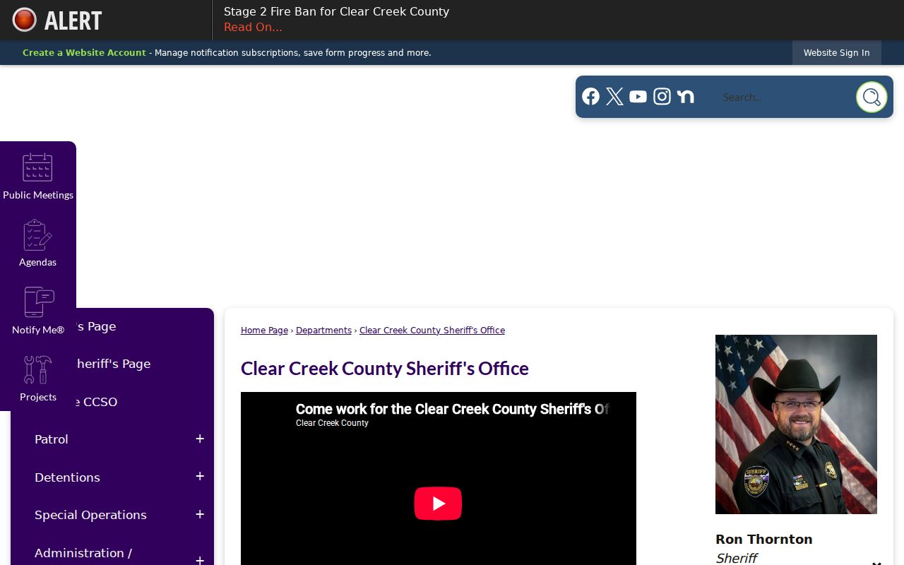 Clear Creek County sheriff and jail records homepage