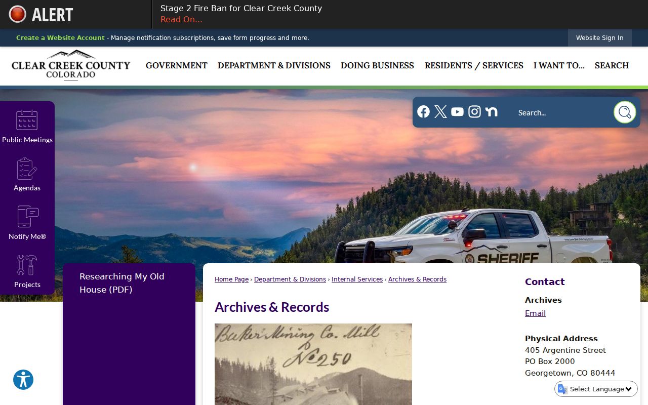 Clear Creek County court records archives and historical records