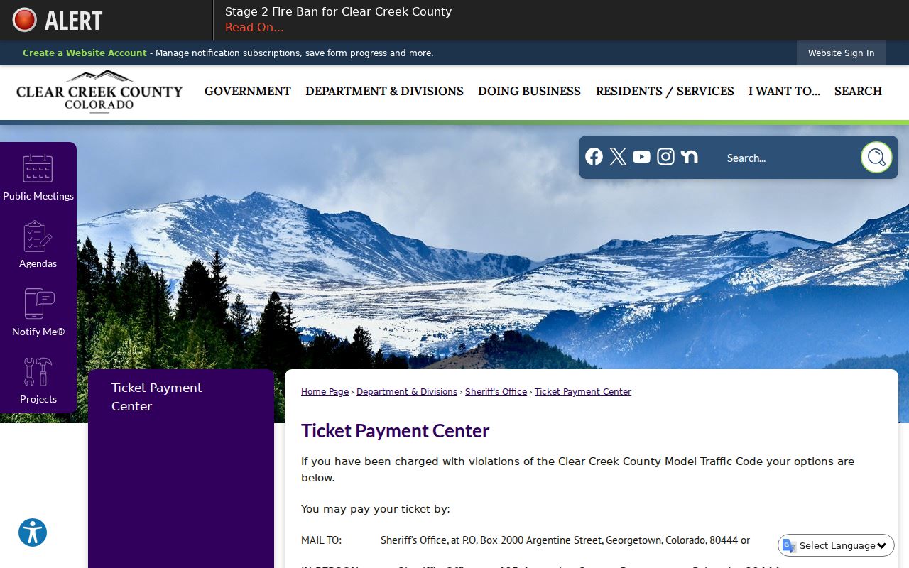 Clear Creek County traffic court records ticket payment center